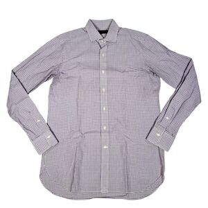 Polo Ralph Lauren Shirt Mens 15/38 Medium Purple Window Pane Long Sleeve Button
